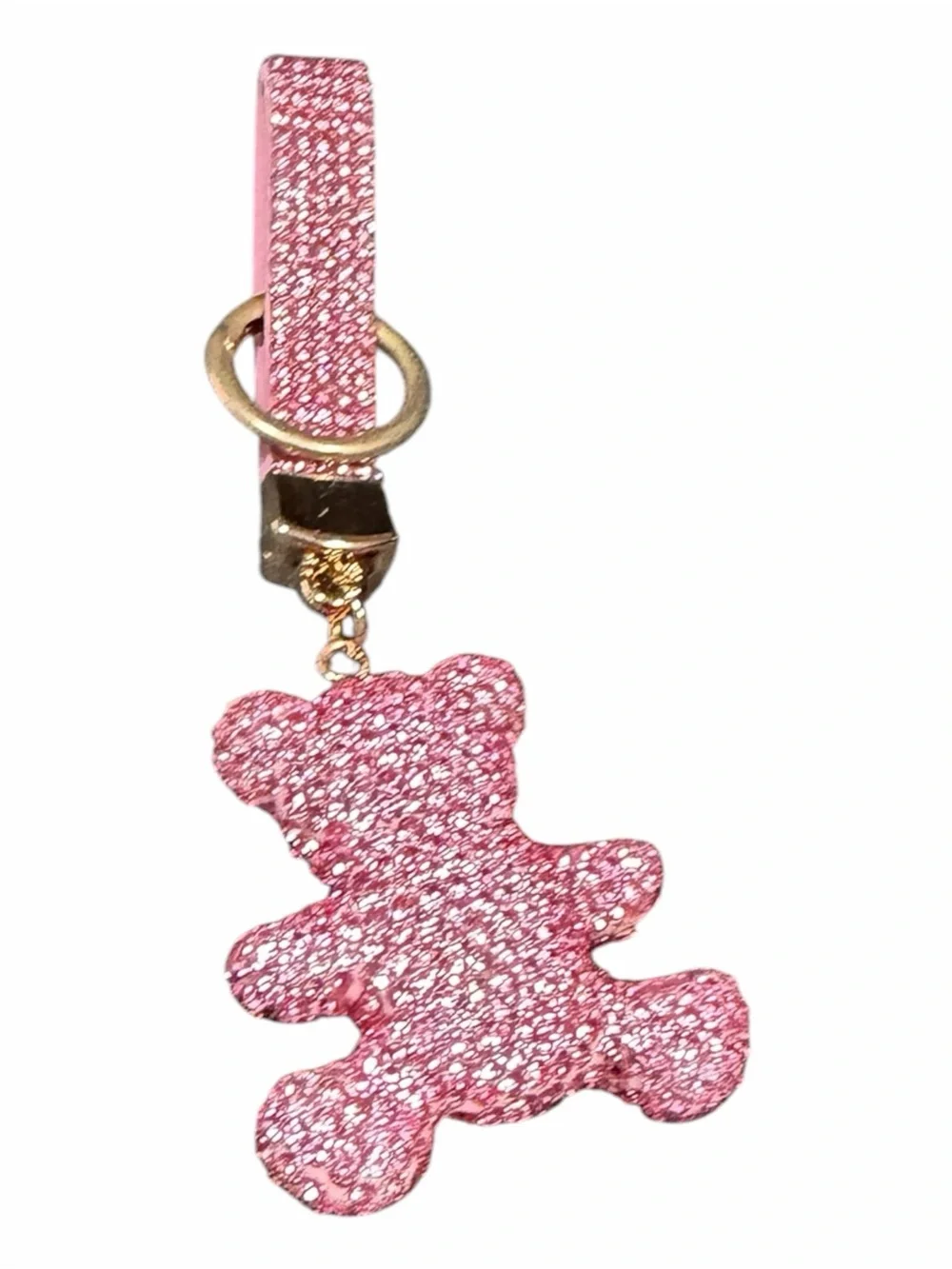 Pink Crystal Teddy Bear Keychain Charm for Women
